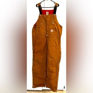 Carhartt Insulated Bib Overalls - Brown/Tan Duck Canvas - NEVER WORN! 40x32